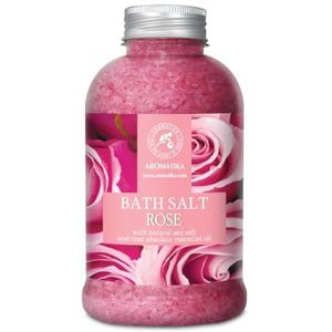 Badzout Roos 600g Zeezout - Tegen Acne - Droge Huid - Spierpijn - Vermoeidheid - Huidverzorging - Aromatherapie - Anti-Stress - Bad - Spa - Wellness - Ontspanning - Anti-Aging