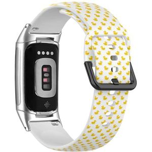 RYANUKA Zachte sportband compatibel met Fitbit Charge 5 / Fitbit Charge 6 (gele rubberen eend 3) siliconen armband accessoire, Siliconen, Geen edelsteen