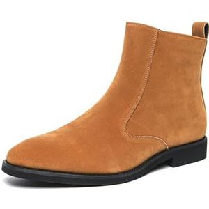 Mens Chelsea Boots Suede Casual Ankle Boots Dress Boots Elastic Slip On Boots For Men (Color : Yellow, Size : EU 46)