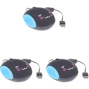 3 set van Leuke Intrekbare USB Optische Scroll Muis 1000DPI voor Laptop PC Notebook 3, Zwart Blauw