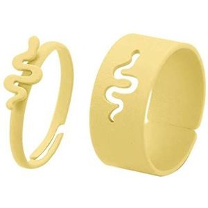 Ringen Punk kleurrijke slang vlinder minnaar paar ringen set for vrouwen mannen engagement bruiloft verstelbare opening ringen mode-sieraden 925 Sterling Zilver Ring (Color : ENS31316-02, Size : Adj
