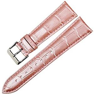 Mode lederen horlogeband 12mm 14mm 16mm 17mm 18mm 19mm 20mm 22mm horlogebanden riem armband geel blauw roze rood vrouwen horlogebandje (Color : Pink, Size : 12mm)