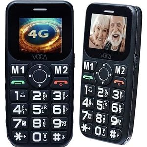 VOCA 4G-telefoon met grote knoppen voor senioren | Ontgrendelde 4G LTE | Versterkt volume | SOS-knop | Nederlandse | Snelkeuze | Groot display met nummerweergave | Lange batterijduur | V141 (Zwart)