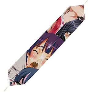 Anime gezicht Ahegao tafelloper kort pluche tafelkleed linnen decoratieve tafelkleed voor feest bruiloft decor 178 x 33 cm