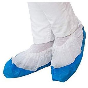 Wegwerp schoenovertrekken met antislipzool, blauw, 50 stuks, eenheidsmaat tot schoenmaat 49, waterafstotende overschoenen voor binnen en buiten, scheurvaste en doorwrijvingsbestendige overtrekschoenen