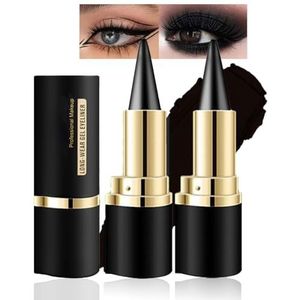 Baorder 2Pcs Gel Eyeliner Pencil Set - Matte Zwarte Cream, Waterdichte Smudge Proof, Zwart Smokey Oogschaduw Palet Stick Crayon voor Goth Halloween Make-up