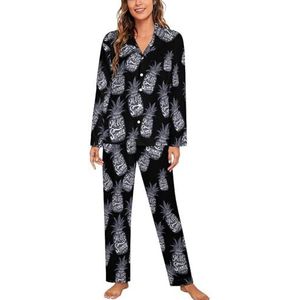 Ananas Zomer Lange Mouw Pyjama Sets Voor Vrouwen Klassieke Nachtkleding Nachtkleding Zachte Pjs Lounge Sets