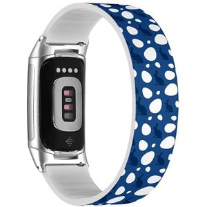 RYANUKA Solo Loop band compatibel met Fitbit Charge 5 / Fitbit Charge 6 (Easter Classic Blue Happy) rekbare siliconen band band accessoire, Siliconen, Geen edelsteen