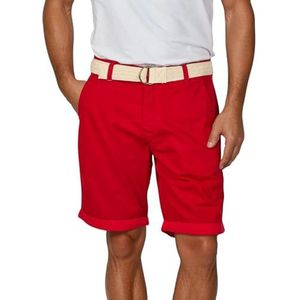 Riverso RIVHenry Chino short voor heren met riem, bermuda, korte broek, 98% katoen, lichtblauw, donkerblauw, marineblauw, rood, groen, oranje, beige, grijs, W30-W42, Middle Red
