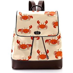 Gepersonaliseerde Schooltassen Boekentassen voor Tiener Leuke Cartoon Rode Krabben op Strand, Meerkleurig, 27x12.3x32cm, Rugzak Rugzakken