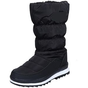 SHBHWS Sneeuwlaarzen voor dames, warme winterschoenen, antislip sneeuwlaarzen, verdikte katoenen schoenen, warm, hoge buis, koudebestendig, middenbuis, waterdichte sneeuwlaarzen voor dames, Zwart, 36