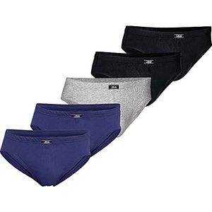 JBS Organic Cotton Mini Slips 5 Pack Blauw, Grijs, Zwart Heren - XL