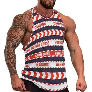 Rood En Wit Politielijnen Heren Tank Top Grafische Mouwloze Bodybuilding Tees Casual Strand T-Shirt Grappige Gym Spier