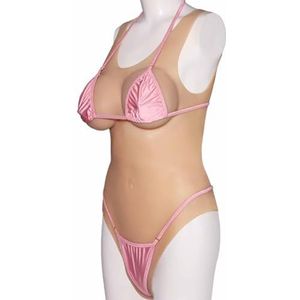 XSWL Siliconen bodysuit Nepvaginale bodysuit Siliconen borstplaat voor crossdressers Nepborsten Transgender,Skin color,B Cup