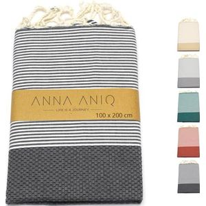 ANNA ANIQ Hamamdoek, groot, 100 x 200 cm, strandhanddoek, XXL, saunahanddoek, 100% katoen, fouta, pestemal, stranddeken, saunakilt, saunahanddoek, voor heren en dames, badhanddoek, pareo,