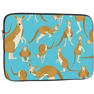 Grappige Cartoon Kangoeroe Zoo Laptop Sleeve Case Mode Lichtgewicht Notebook Computer Tas Shockproof Laptop Case Cover Aktetas Draagtas voor Vrouwen Mannen 17 inch