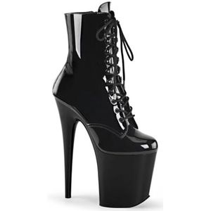 WDUDSUDUW Sexy Hoge Hakken Voor Dames, 20 Cm Hoge Stiletto Laarzen Met Plateau, Glanzende Leren Paaldansschoenen,zwart,42 EU