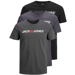 JACK & JONES T-shirts voor heren, met logo en ronde hals, verpakking van 3 stuks, XXL