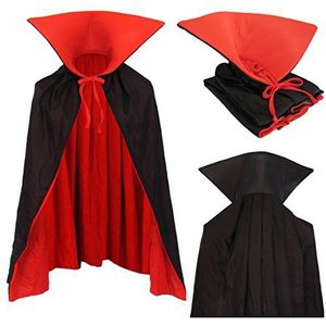 papapanda kinder vampier cape standaard kraag zwart rood