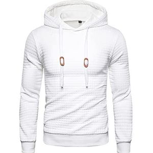 Heren Pullover Hoodies Hooded Top Sweatshirt Sweater Lange Mouwen Casual Hoody Pullover Lichtgewicht, Kleur: wit, XL