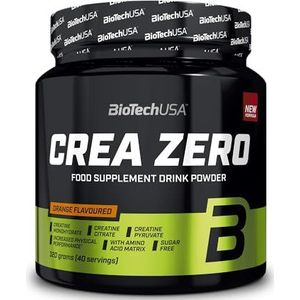 BioTechUSA Crea Zero | Suikervrij Creatine Drankpoeder | Toegevoegd BCAA's, Vitaminen, Mineralen, 320 g, Sinaasappel