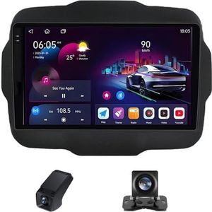 Android autoradio 2 Din geldt voor Jeep Renegade 2014-2018 met Draadloze Carplay Android Auto GPS Navi WiFi 9 inch met Bluetooth FM/RDS+ Achteruitrijcamera/Stuurwielbediening(C30Plus)