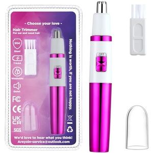Neushaartrimmer voor dames, pijnloze oor- en neushaartrimmer voor vrouwen, wenkbrauwen, gezicht, oor, professioneel waterdicht, roze-paars