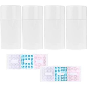Kare & Kind Lege deodorantcontainers met dop (4-pack) - 75 ml. - Bovenvulling met draaimechanisme - 6 beschrijfbare stickers - navulbare cosmetische tubes voor lippenbalsem, vaste geur, zeep enz