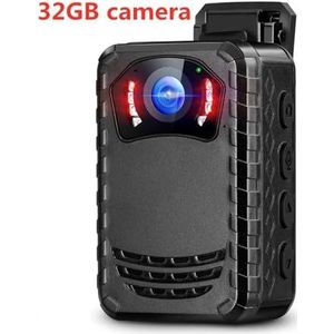 Lichaamscamera N9 1296P HD 128GB Op het lichaam gedragen camera Draagbare multifunctionele IR Nacht Op het lichaam gemonteerde camera Vision DVR Video Politiecamera met audio en video(Camera with 32GB