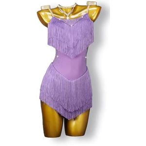 Suspenders Latin Dansjurk Voor Vrouwen Professionele Figuur Tango Performance Rok Kale Achterballroom Cha Cha Performance Dancewear Met Strass,C,M