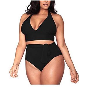 Viottiset Damesbikini met hoge taille, 01 Zwart, 3XL