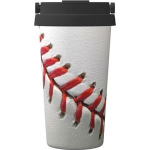 Sport bal honkbal print geïsoleerde koffiemok Tumbler, 500ml reizen koffiemok, voor reizen, kantoor, auto, feest, camping