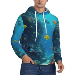FBGHHTY Leuke Blauwe Vis Print Unisex Hooded Pullover Voor Dagelijkse Casual Wear Mode Warme Uitstapjes Reizen Hoodie, Zwart, XS