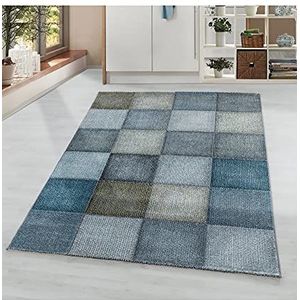 Vloerkleed modern vierkant pixels patroon zacht tapijt blauw - 160x230 cm