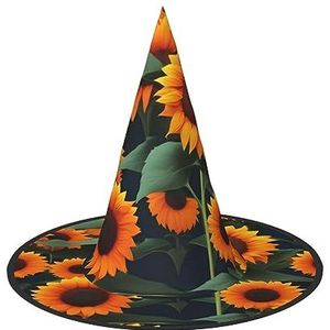 SSIMOO Oranje Zonnebloem Chic Halloween Heks Hoed Voor Vrouwen-Ultieme Keuze Voor Beste Halloween Kostuum Ensemble