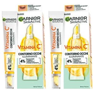 Garnier Skin -Active Vitamine C Oogcontour lichte crème voor de ogen van en vermoeide veganistische formule met niacinamide -koffie en bananenpoeder - 2 15 ml flessen
