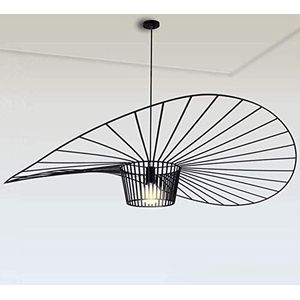 Hanglamp, vintage, woonkamer, hanglamp, eenvoudig, creatief (hoogte van het licht verstelbaar), design met glasvezel + stof E27, max. 40 W, zwart, 100 cm …