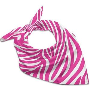 Roze zebraprint vierkante bandana mode satijn wrap nek sjaals comfortabele hoofddoek voor vrouwen haar 63,5 cm x 63,5 cm