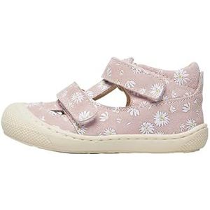 NATURINO PUFFY sandalen, halfgesloten van suède met madeliefjesprint, Roze, 19 EU