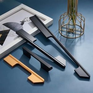 KGUDINZI Moderne minimalistische kast boekenkast schoenenkast wijnkast deurklink zwart goud keukenlade trekhandgrepen voor meubels 1 stuk (kleur: zwart 160 mm)