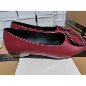 Vrouwen Enkele Schoenen 2022 Herfst Lage Hak Dikke Hak Rubber Ondiepe Mond Vierkante Neus Kickback Enkele Schoenen Werkschoenen (Kleur : Claret, Size : 39 EU)