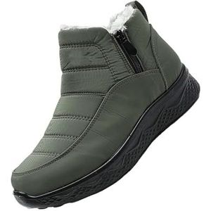 Waterdichte Thermische Blotevoetenschoenen For Comfort, Winterschoenen Met Rits Aan De Zijkant, Lichtgewicht Instappers Met Dikke Hak En Korte Laarzen(Green,7 UK)