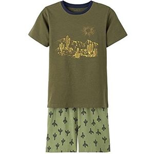 name it Jongens NKMNIGHTSET SS Shorts Desert NOOS Pyjamaset, Olive Night, 98-104, groen (olive night), 98/104 cm