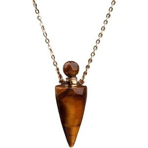 Spiritual Divination Pendulum For Dowsing Women Crystal Quartz Perfume Bottle Pendant Necklace Reiki Chakra (Color : Tiger Eye Gold)