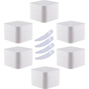 YKMYXZ, Pak van 6, 30 ml vierkante blauwe plastic zalfpotjes cosmetische potten met binnenvoering containers for lippenbalsem, lotion(Bianco,50ml)