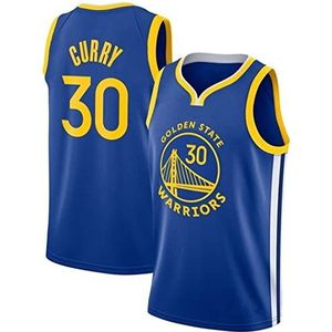 ZeYuKeJi Herenshirt NBA Jersey New Strijders # 30 Curry Mesh basketbalshirt Retro Commemorative Basketball Mouwloos T-shirt (kleur: blauw, maat: S)