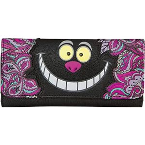 Loungefly Disney Alice In Wonderland Cheshire Gezicht Portemonnee, Zwart, Trifold Portemonnee, zwart, Trifold Portemonnee