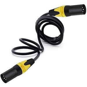 MICHENGS XLR Microfoonkabel 3-polige stekker naar stekker symmetrische XLR Microfoonverlengkabel voor luidsprekersystemen (Kleur: Geel, Maat: 2 m)