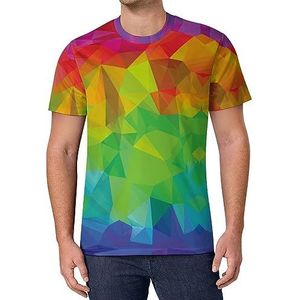 Veelhoekige Geometrische Regenboog Kleurrijke Mannen Korte Mouw T-shirt Causale Ronde Hals Tee Mode Zomer Tops