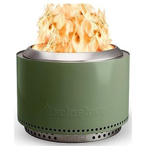 Solo Stove Yukon-Vuurkorf mét Standaard 2.0 | Rookvrije Vuurplaats, Houtverbranding, Met uitneembare aslade, 304 Roestvrijstaal, 68,5 x 50,5 cm, 20 kg, Groen